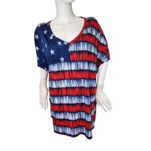 Westbound Women's US American Flag Pastel Flag Sleeveless Tunic Size 2X  (13)